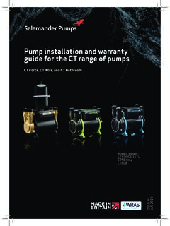 Pump installation and warranty guide for the CT …