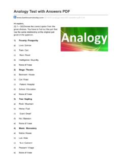 Analogy Test with Answers PDF - ugcportal.com