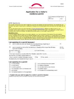 Application for visitor's residence permit