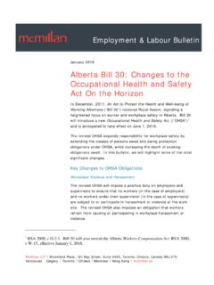 Alberta Bill 30: Changes to the Occupational Health …
