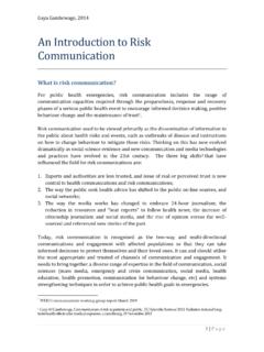 An Introduction to Risk Communication - WHO
