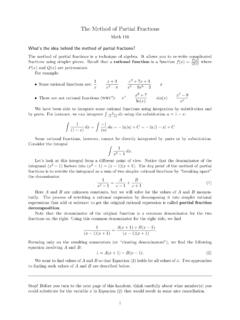 The Method of Partial Fractions - University of Chicago