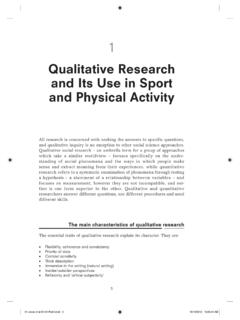 Qualitative Research and Its Use in Sport and Physical ...