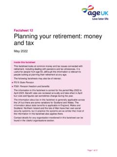 Planning your retirement: money and tax - Age UK