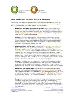 Common Interview Questions - Accountancy Options