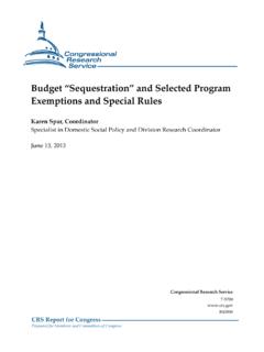 Budget 'Sequestration' and Selected Program …