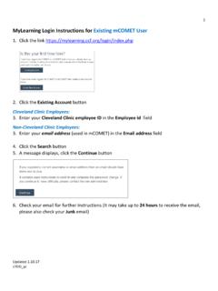 MyLearning Login Instructions for Existing …