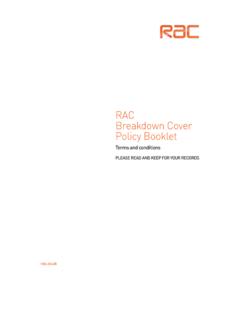 RAC Breakdown Cover Policy Booklet