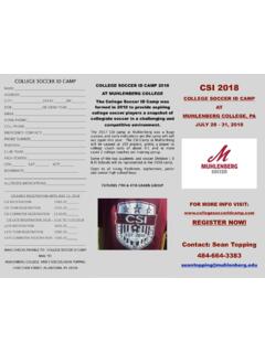 2018 CSI @ MUHLENBERG BROCHURE - College Soccer ID Camp