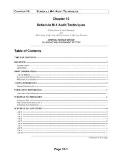 Chapter 10 Schedule M-1 Audit Techniques Table of Contents