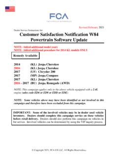 Customer Satisfaction Notification W84 Powertrain Software ...