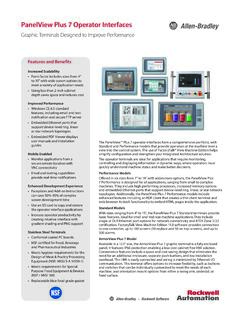 PanelView Plus 7 Operator Interfaces - Rockwell Automation
