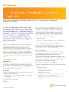 Initial Stages of Federal Litigation: Overview
