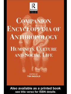 Companion Encyclopedia of Anthropology (Routledge …