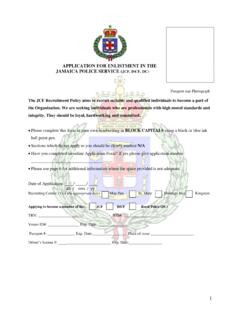 APPLICATION FOR ENLISTMENT IN THE JAMAICA POLICE …