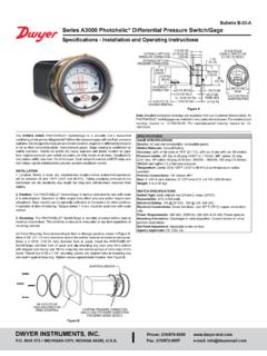 Specifications - Dwyer Instruments, Inc.
