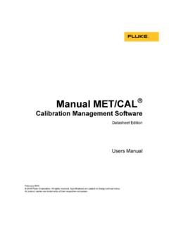 Manual MET/CAL - Fluke Corporation