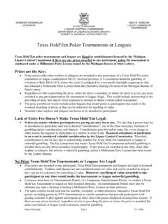 Texas Hold‘Em Poker Tournaments or Leagues - michigan.gov