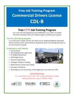 Free Job Training Program Commercial Drivers …