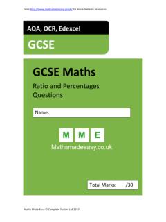GCSE Maths Revision Ratio and Percentages - MME