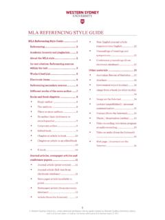 MLA REFERENCING STYLE GUIDE - Western Sydney
