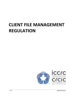 CLIENT FILE MANAGEMENT REGULATION - ICCRC - CRCIC
