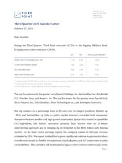 Third Quarter 2021 Investor Letter