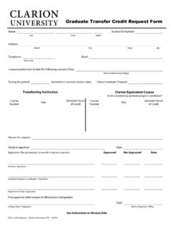 Graduate Transfer Credit Request Form - clarion.edu