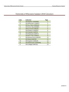 University of Wisconsin Summer 2018 Calendars