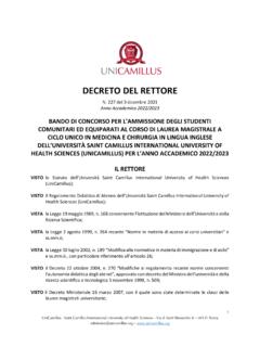 DECRETO DEL RETTORE - unicamillus.org