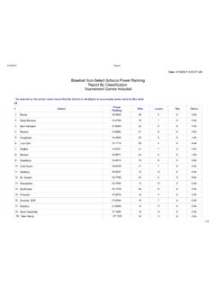 Baseball Non-Select Schools Power Ranking Report By ...