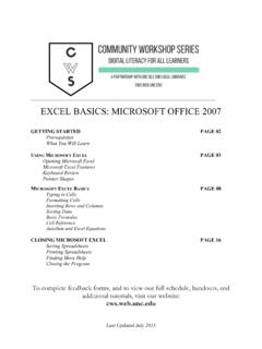 EXCEL BASICS: MICROSOFT OFFICE 2007