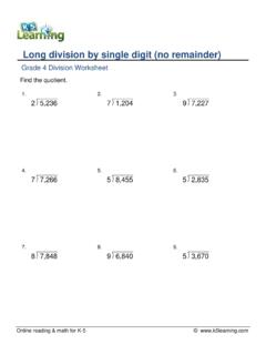 Grade 4 Division Worksheet - Long division by single digit ...