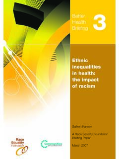 Ethnic inequalities in health: the impact of racism ...
