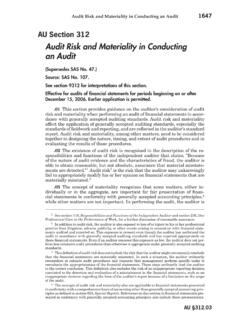 Audit Risk and Materiality in Conducting an Audit