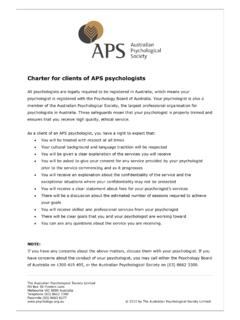 Charter for clients of APS psychologists
