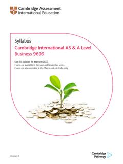 Syllabus Cambridge International AS &amp; A Level Business 9609