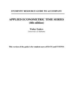 APPLIED ECONOMETRIC TIME SERIES (4th edition)