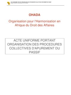 OHADA - Acte uniforme 2015 portant organisation des ...