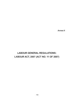 LABOUR GENERAL REGULATIONS: LABOUR ACT, 2007 (ACT …