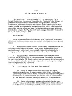 Sample MANAGEMENT AGREEMENT THIS …
