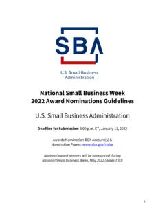 2022 National Small Business Week Award Nominations …