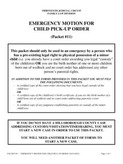 EMERGENCY MOTION FOR CHILD PICK-UP ORDER