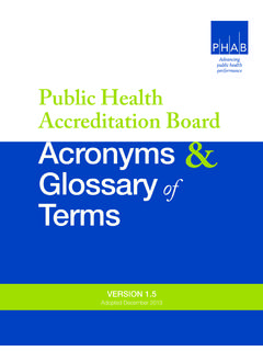 Public Health Accreditation Board Acronyms Glossary of Terms