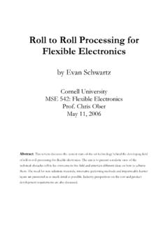 Roll to Roll Processing for Flexible Electronics