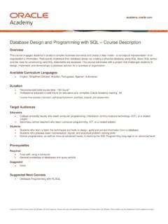 Database Design and Programming with SQL Course …