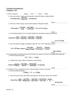 Equation Stoichiometry Chemistry 110 - Cerritos College