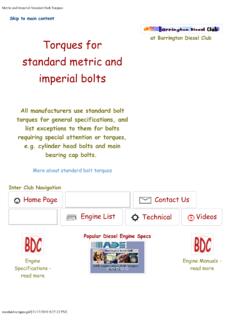 Metric and Imperial Standard Bolt Torques