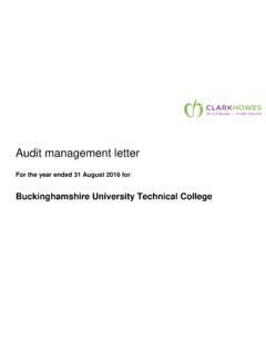 Audit management letter - Bucks UTC