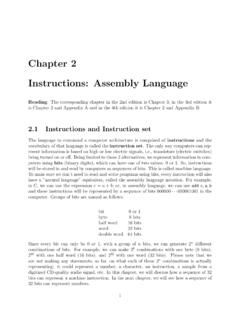 Chapter 2 Instructions: Assembly Language